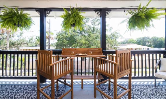 A patio is open to guests to sit and enjoy at their leisure