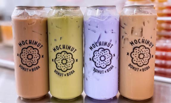 Bottles of bubble tea refreshments