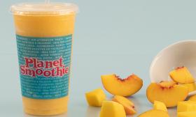 A peach smoothie on display