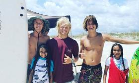 Youth from age 7 through their teens, lined up at Surf Camp