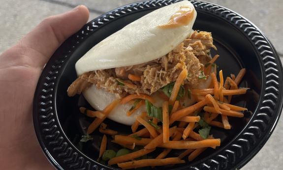 A plated food sample from one of the vendors