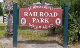 The Railroad Park's sign