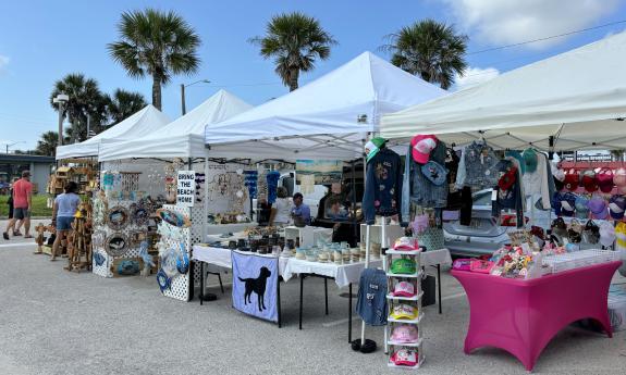 Vendors set up selling various items