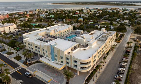 An overhead shot of the hotel