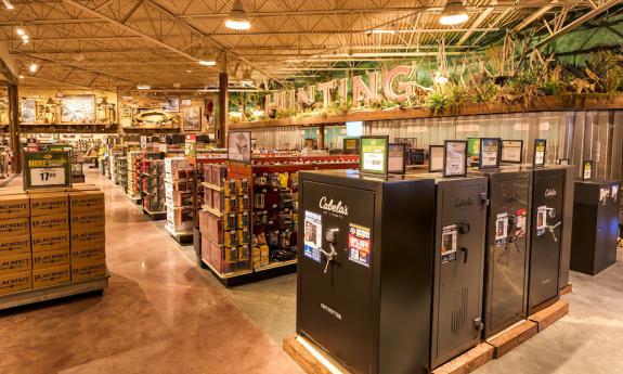 Hunting essentials spread out in Bass Pro Shops