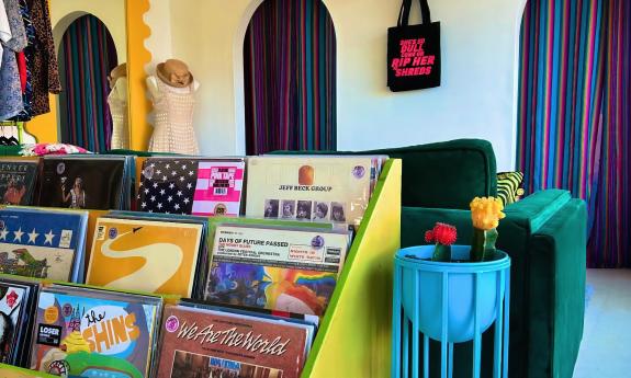 A display of various records