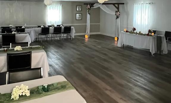 Wedding decorations in St. Augustine South Improvement Association's clubhouse