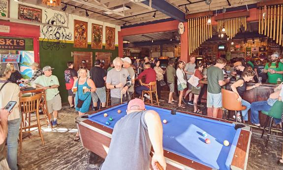 Hornski's Brewing Company has a pool table and arcade games