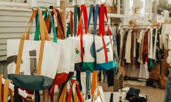 Bags hanging up for sell