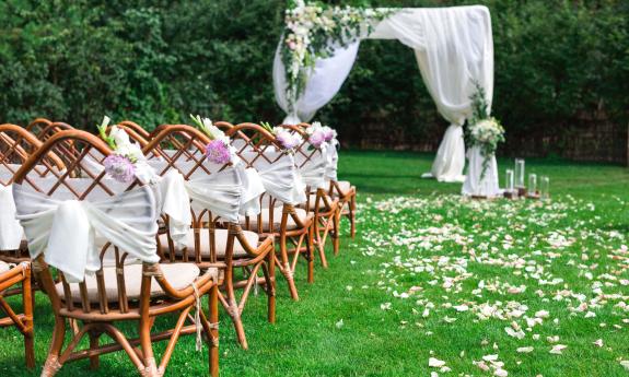 An outdoor wedding ceremony