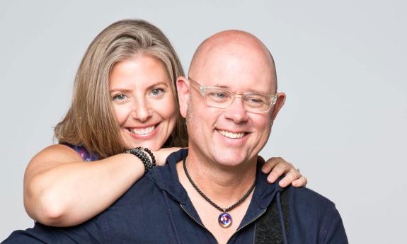 Musicians Bob Sima and Shannon Plummer, smiling