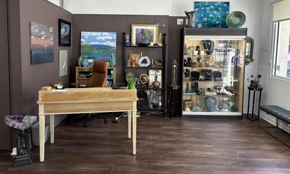 The desk area where handmade jewelry is created