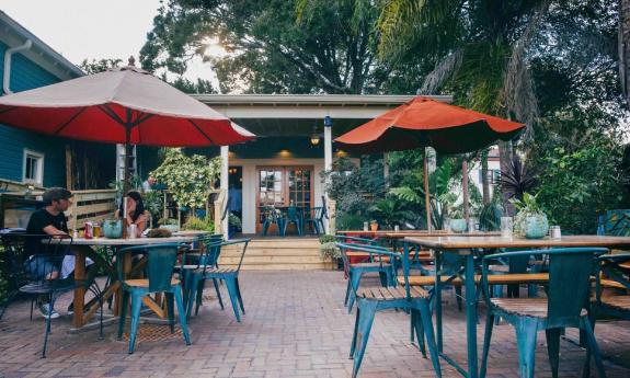 The patio dining area of the Floridian Restaurant on Spanish Street