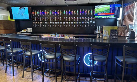 The indoor bar with plenty of counter seating