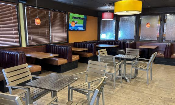 Indoor tables and booths available