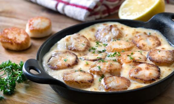 French baked scallops prepared at Harry's in St. Augustine