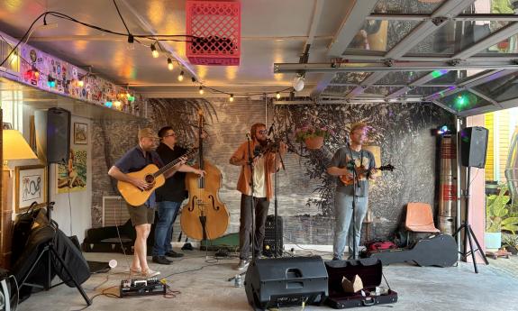A band performing live at Spinster Abbott's