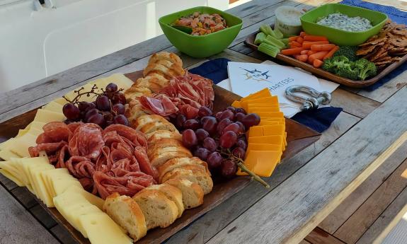 A food spread set up by TH Charters