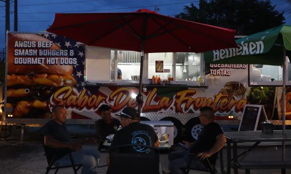 The Sabor food truck at Global Bites in the evening
