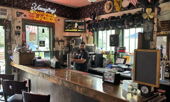 The main bar at the eatery's entrance