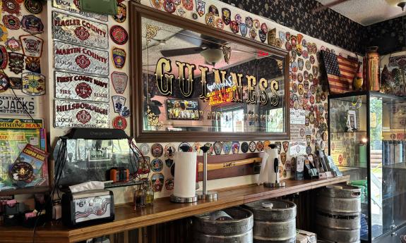 One of the decorated walls inside the pub