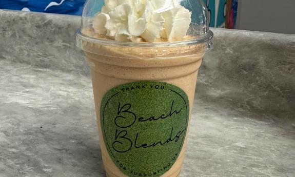 A protein shake served at Beach Blends