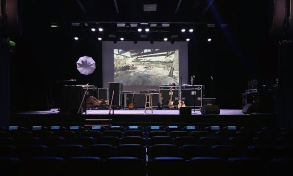 The open stage area at the music venue