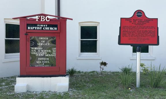 The informational sign and marker of the church