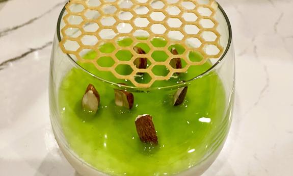 Gyokuro pannacotta in a glass