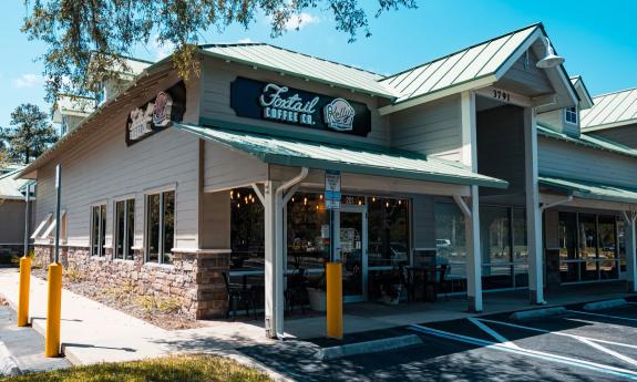 The exterior of the coffee shop