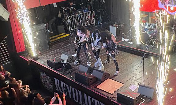 Kiss Alive the Tribute performing on stage with pyrotechnics