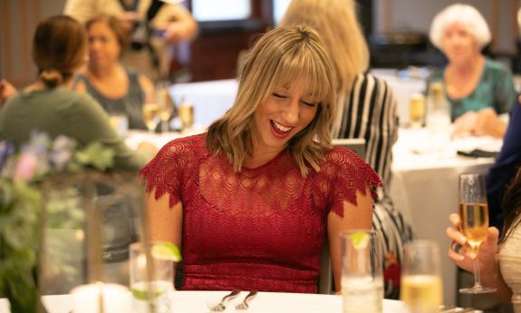 A woman at a luncheon meeting in St. Augustine