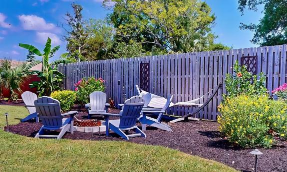 The fire pit and hammock at Adventure Oasis