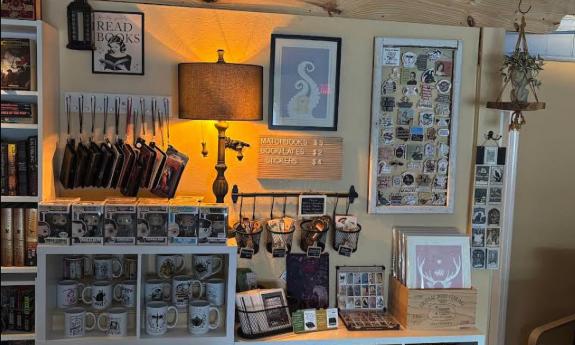 Book-related gifts and decor on display