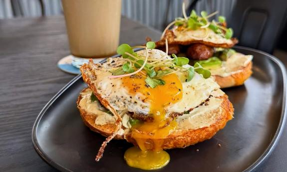 An egg sandwich served from the brunch menu
