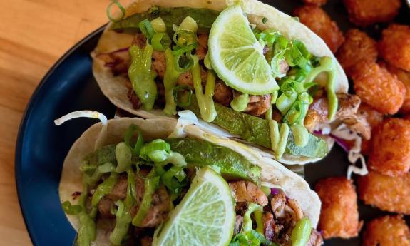 Tacos and a side of tater tots