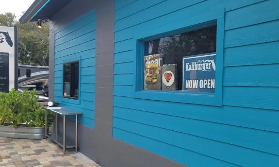The order window for Kaliburger on Anastasia Boulevard