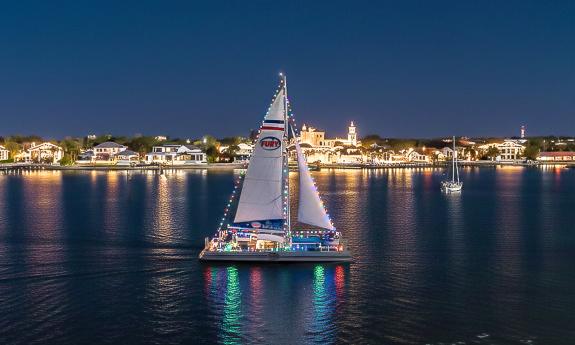 Fury sailing catamaran on a Nights of Lights cruise