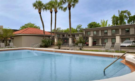 The outdoor pool at the hotel