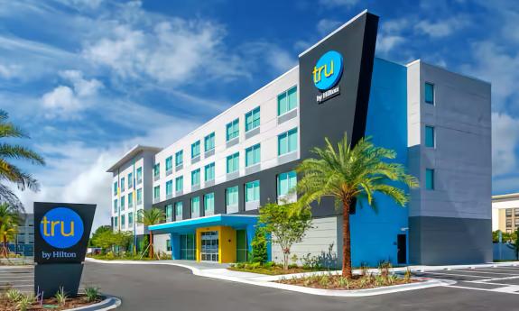 The exterior of Tru by Hilton