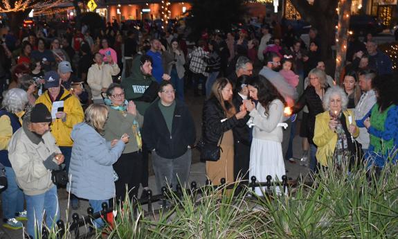 The gathering at the 2024 Community Chanukah celebration in the Plaza in St. Augustine