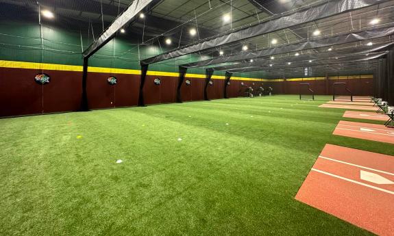 Inside the pitching lanes at the baseball/softball facility