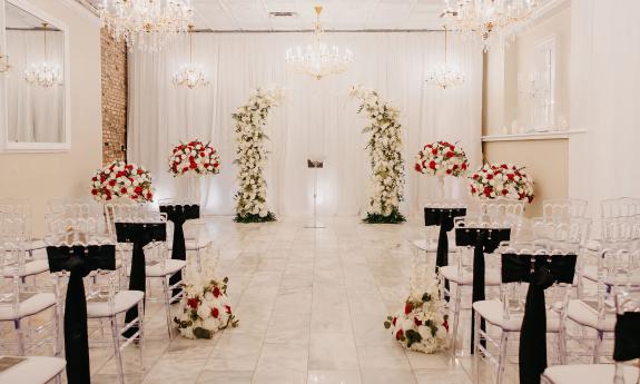 A small chapel area created at The Legacy and arraged for a wedding ceremony