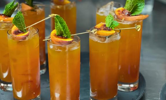 Decadent cocktails positioned in a circle