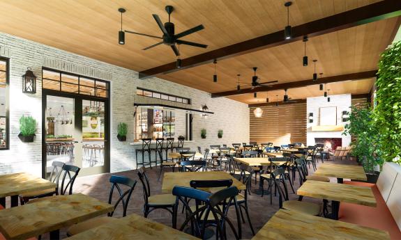 The restaurant's patio area