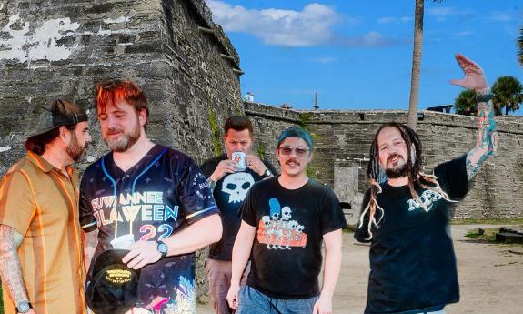 The band called The Supervillains, in a strangly photoshoped image with the Castillo