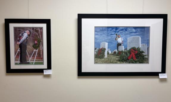 Two photographs taken at cemeteries, honoring American veterans