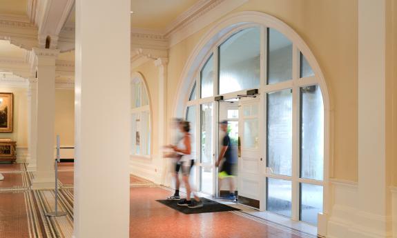 The main entry to the Lightner Musem