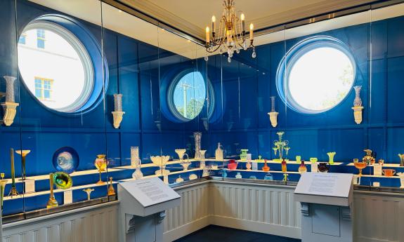 A glass exhibit at the Lightner Museum