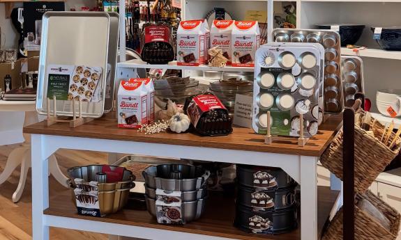 A display of baking sheets and pans